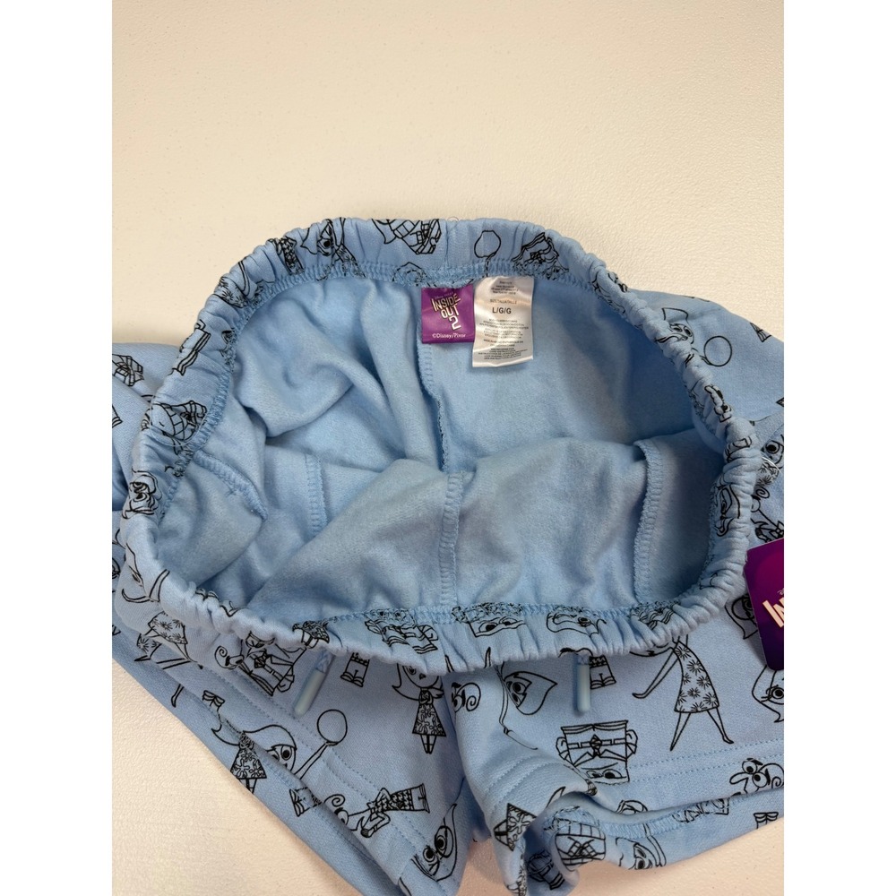Disney Pixar Inside Out 2 Sweat Shorts Womens Large Blue Fleece Lounge Pockets - Picture 7 of 8